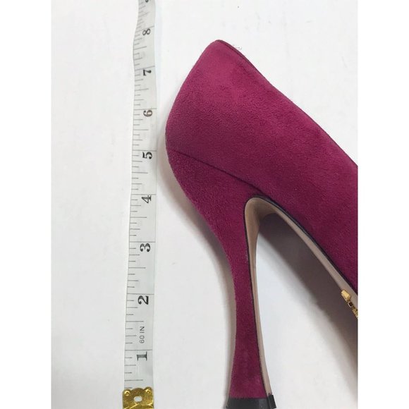 Prada Pump 6.5 Pink High Heel Slip On Suede Ultra High Heel Round Toe - Picture 4 of 11
